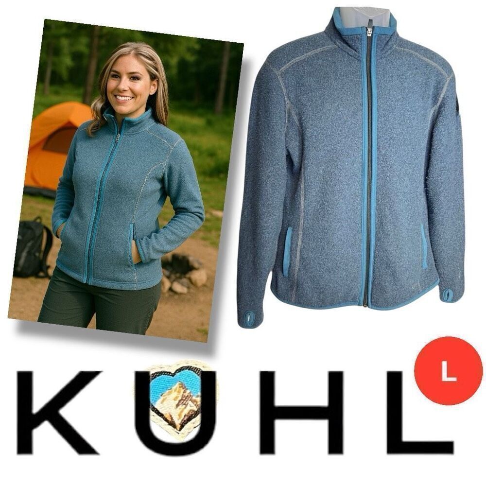 Kuhl Women's Tara Full Zip Alfpaka Fleece Teal Blue Large | Performance | Hike